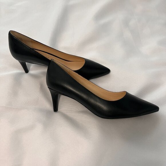 Nine West Soho 9X9 Leather Upper And Lining Pointed Toe Pumps Black Shoes - Picture 3 of 7